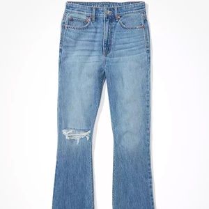 American Eagle ripped highest waist 90s flare jeans